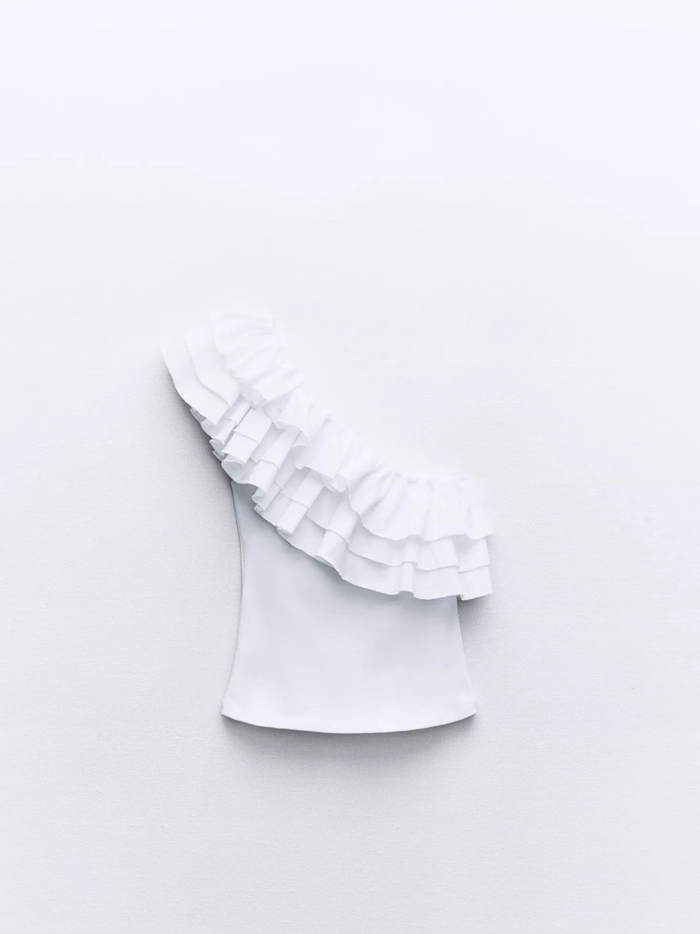 Zara White Ruffled Off-Shoulder Top
